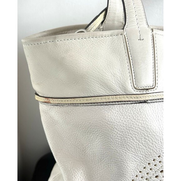 Coach 17041 Audrey Leigh Laser Cut Perforated Ivory Leather Tote Shoulder Bag - Picture 12 of 14